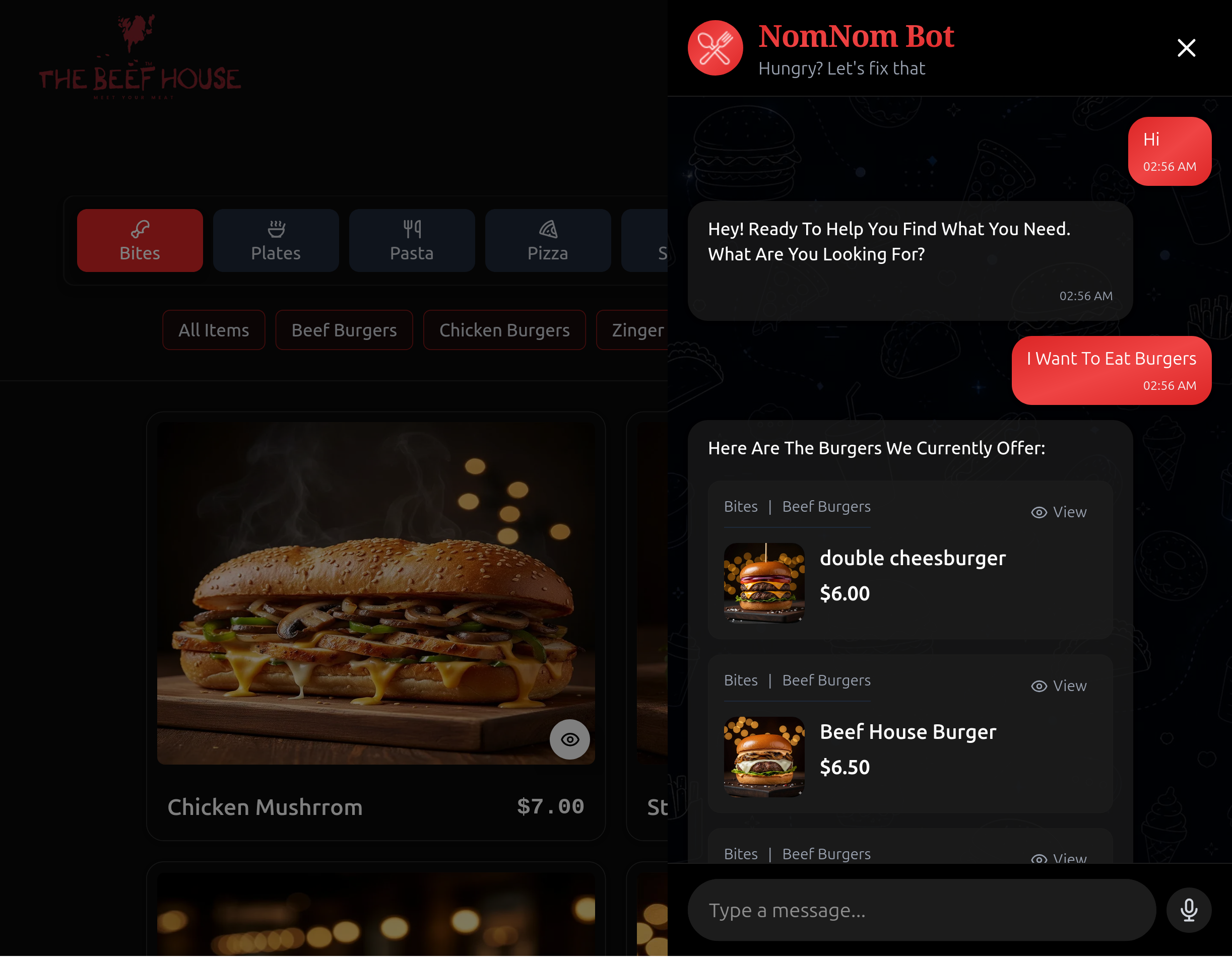 AI Chatbots for Menus & Products